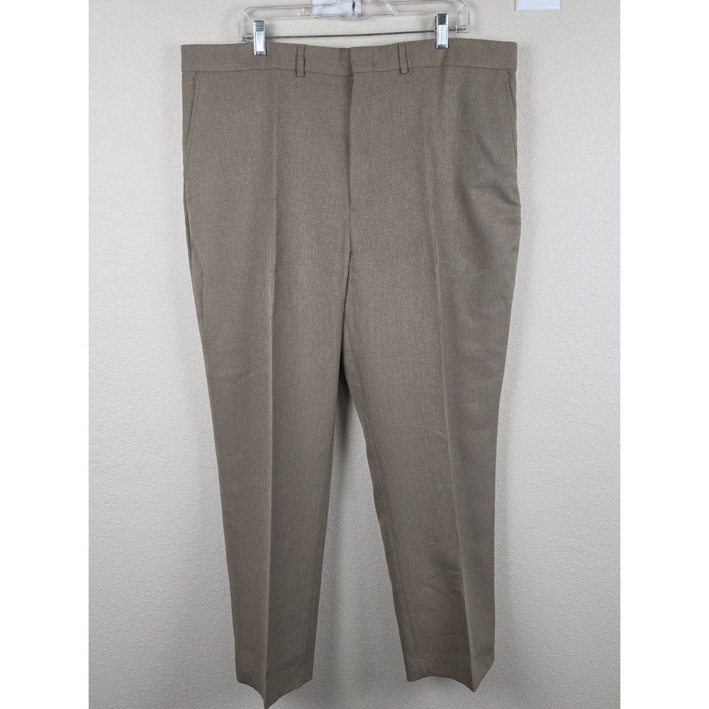 David Taylor Flexslax II Pants Men 42x29 Lt Brown Performance Stretch Polyester